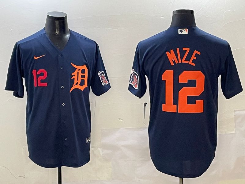 Men Detroit Tigers #12 Mize Drak Blue Game 2025 Nike MLB Jersey style 3->detroit tigers->MLB Jersey